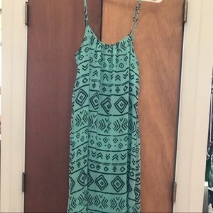 Aqua and black patterned loose fitting maxi dress